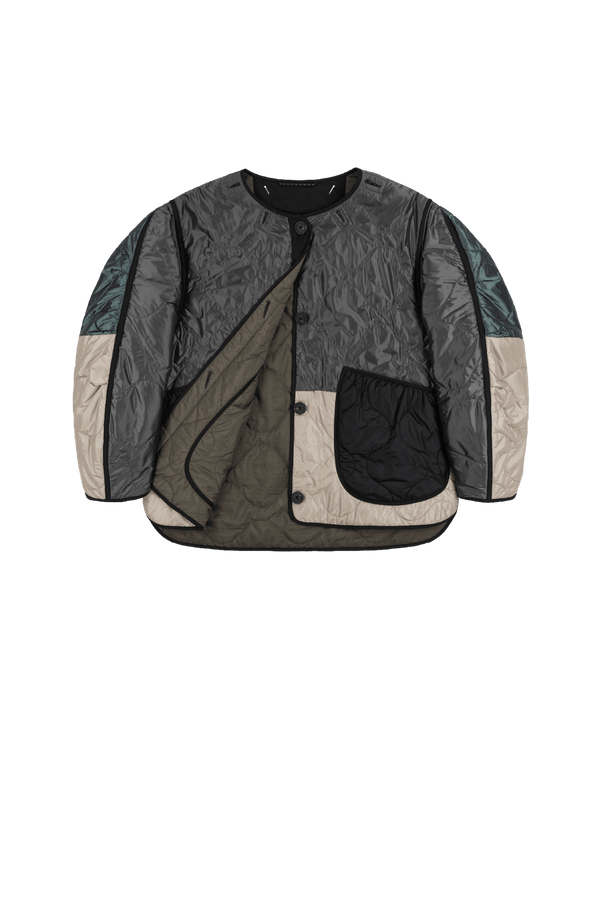 Signature Patchwork Cropped Quilt - Anthracite & Mineral Green / Dark Olive - Layer 1