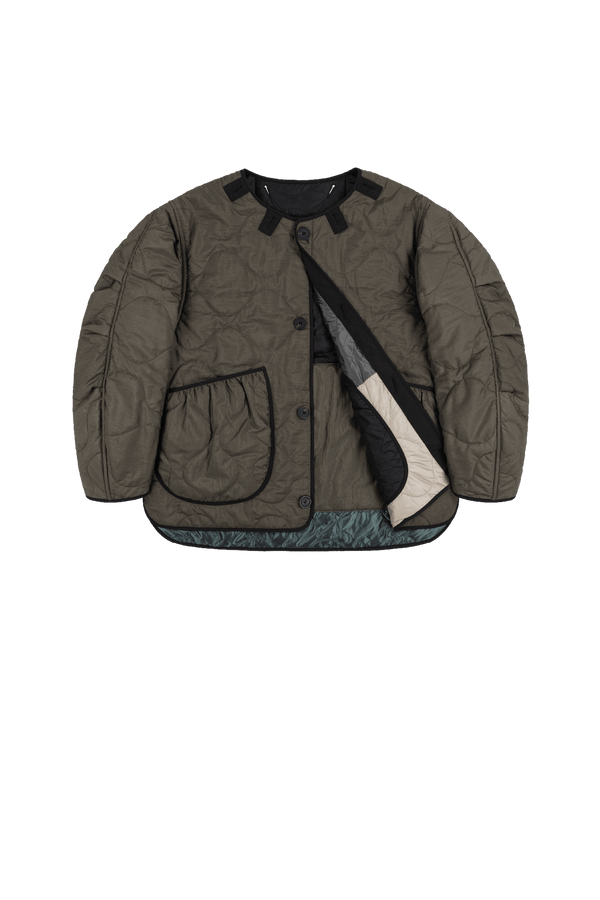 Signature Patchwork Cropped Quilt - Anthracite & Mineral Green / Dark Olive - Layer 1