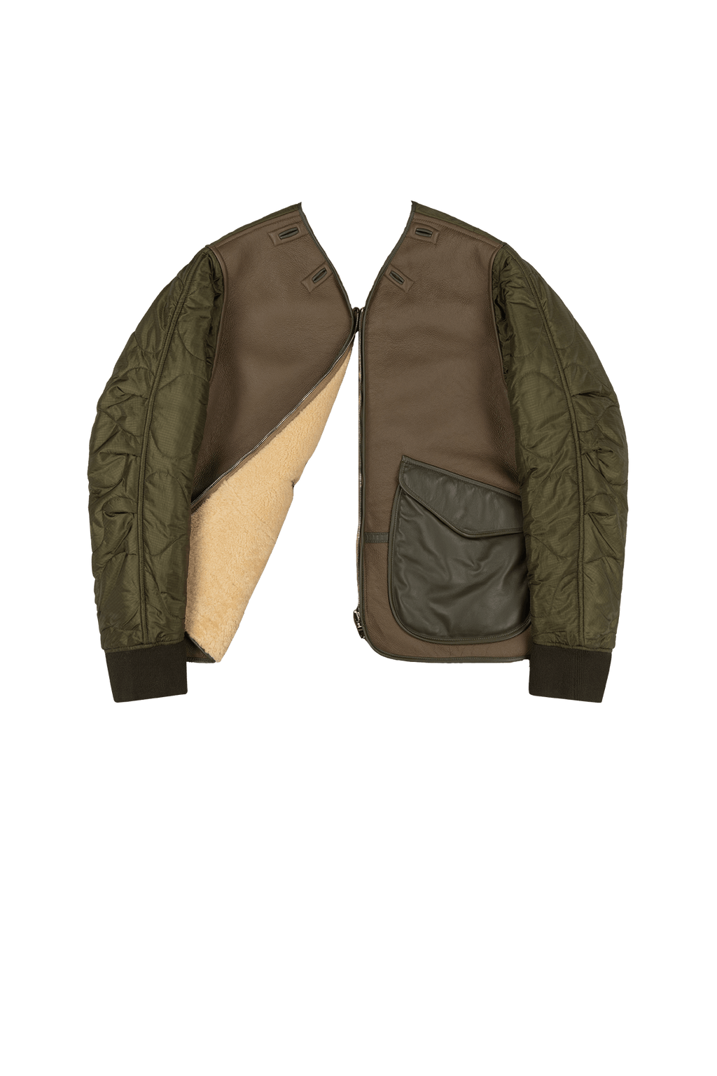 Aviator Men's Shearling Jacket - Moss / Blonde - Layer 6