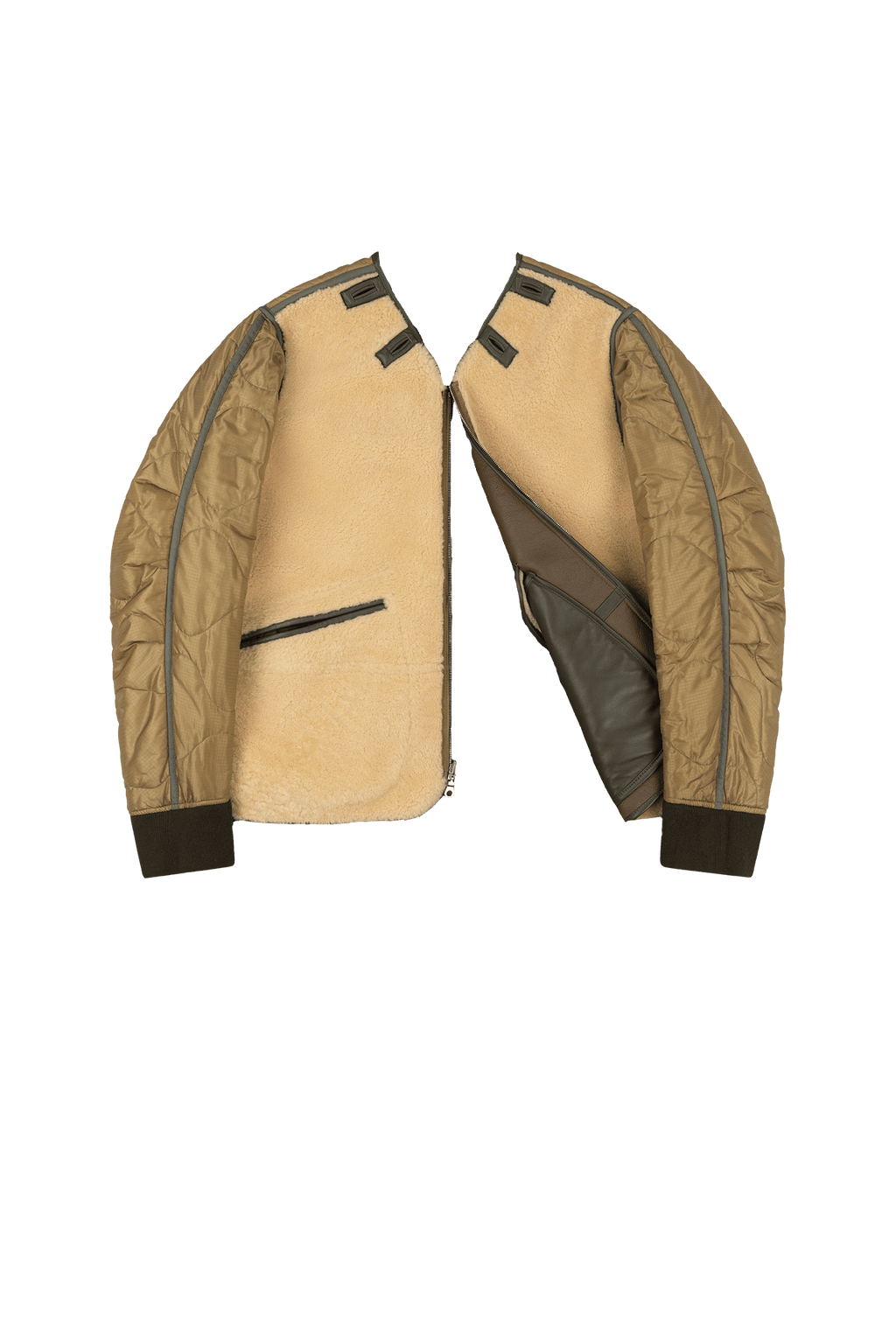 Aviator Men's Shearling Jacket - Moss / Blonde - Layer 6