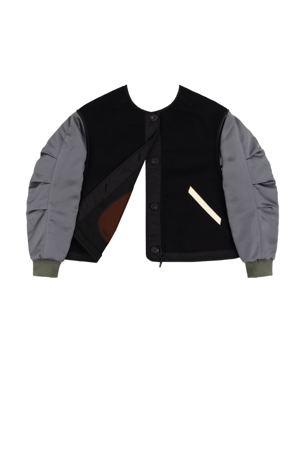 Wool Varsity Quilt Jacket - Black & Ivory / Chestnut & Peat - Layer 6