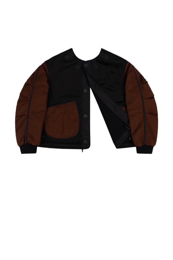 Wool Varsity Quilt Jacket - Black & Ivory / Chestnut & Peat - Layer 6