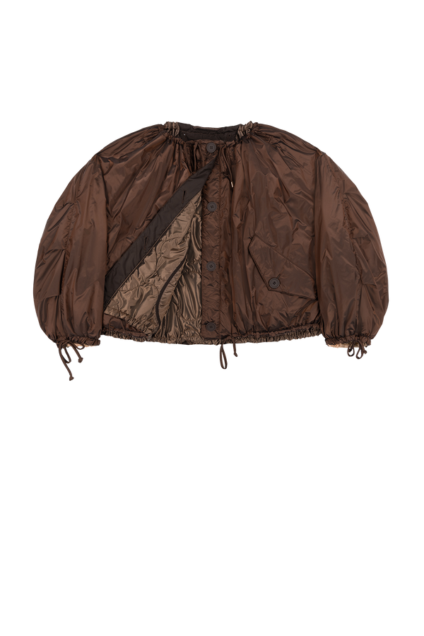 Parachute Quilted Bomber - Dark Umber & Soft Peach / Dark Sienna - Layer 1