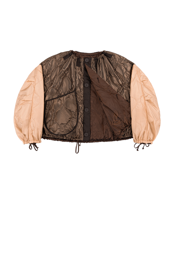 Parachute Quilted Bomber - Dark Umber & Soft Peach / Dark Sienna - Layer 1