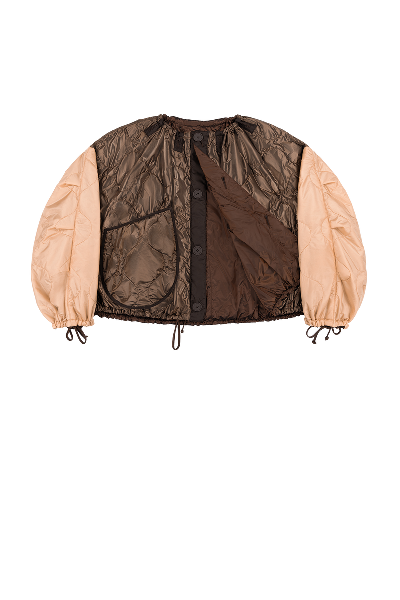 Parachute Quilted Bomber - Dark Umber & Soft Peach / Dark Sienna - Layer 1