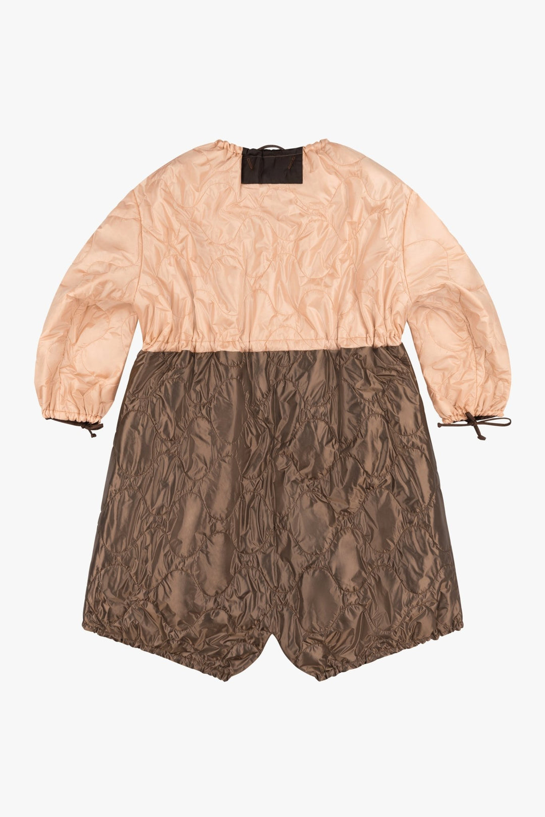Parachute Quilted Parka - Soft Peach & Dark Umber / Dark Sienna
