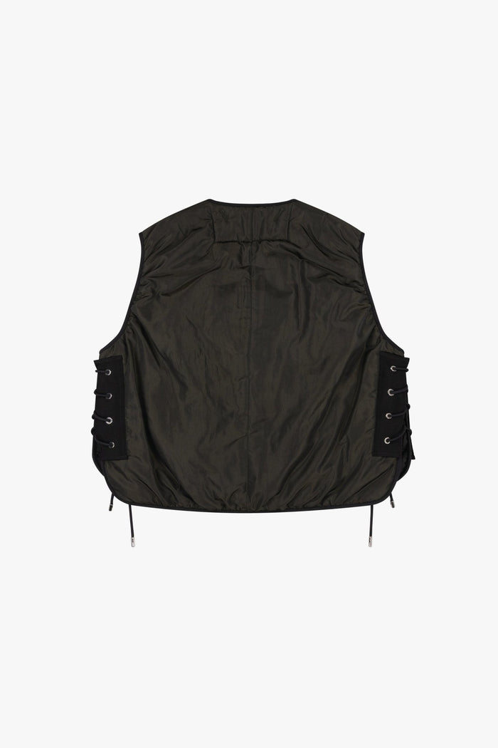 Parachute Silk Nylon Lattice Vest - Olive / Black