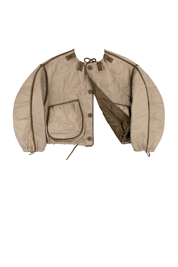 Parachute Leather Bomber - Moss / Stone - Layer 6