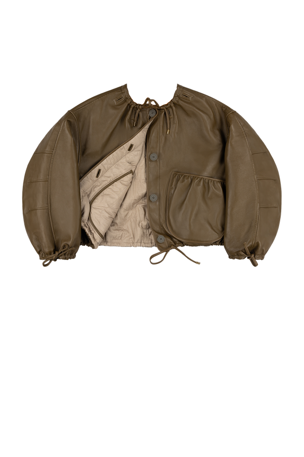 Parachute Leather Bomber - Moss / Stone - Layer 6