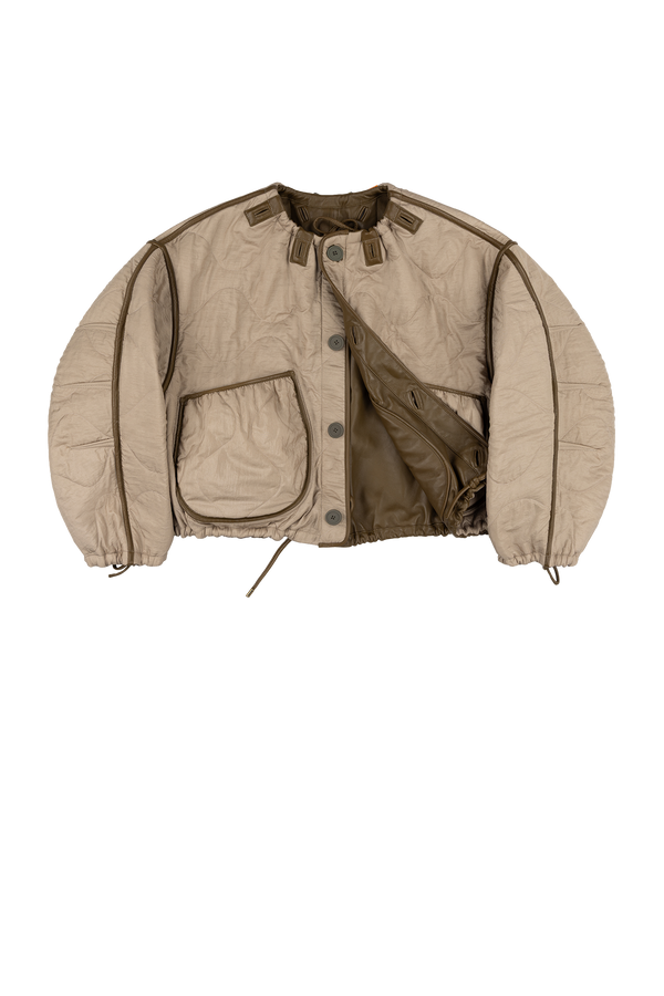 Parachute Leather Bomber - Moss / Stone - Layer 1