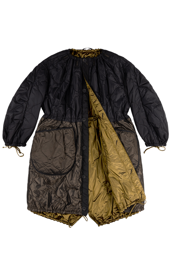 Parachute Quilted Parka - Black / Antique Gold - Layer 1