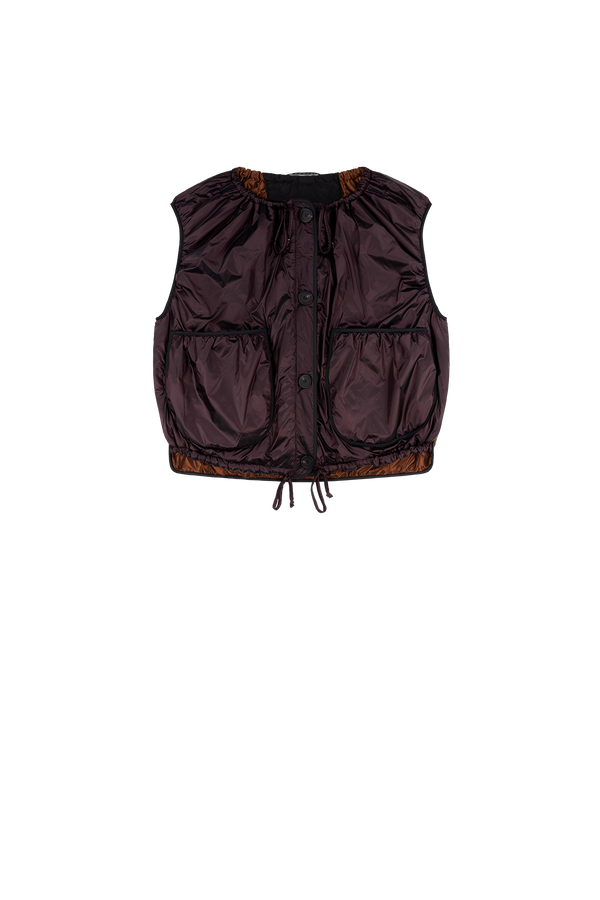 Parachute Quilted Vest - Amber / Bordeaux - Layer 2