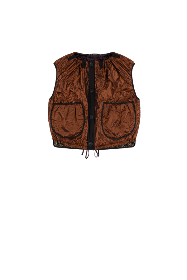 Parachute Quilted Vest - Amber / Bordeaux - Layer 2