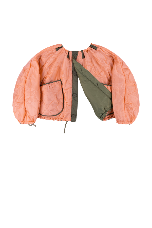 Parachute Quilted Bomber - Bright Rose / Pale Olive & Dove Grey - Layer 6