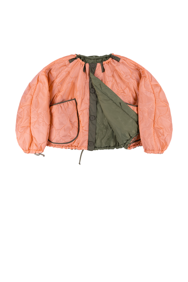 Parachute Quilted Bomber - Bright Rose / Pale Olive & Dove Grey - Layer 1