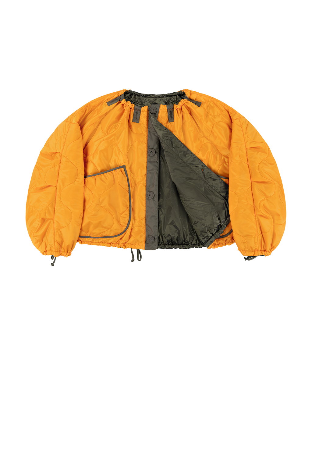 Parachute Quilted Bomber - Clementine / Dark Olive - Layer 1