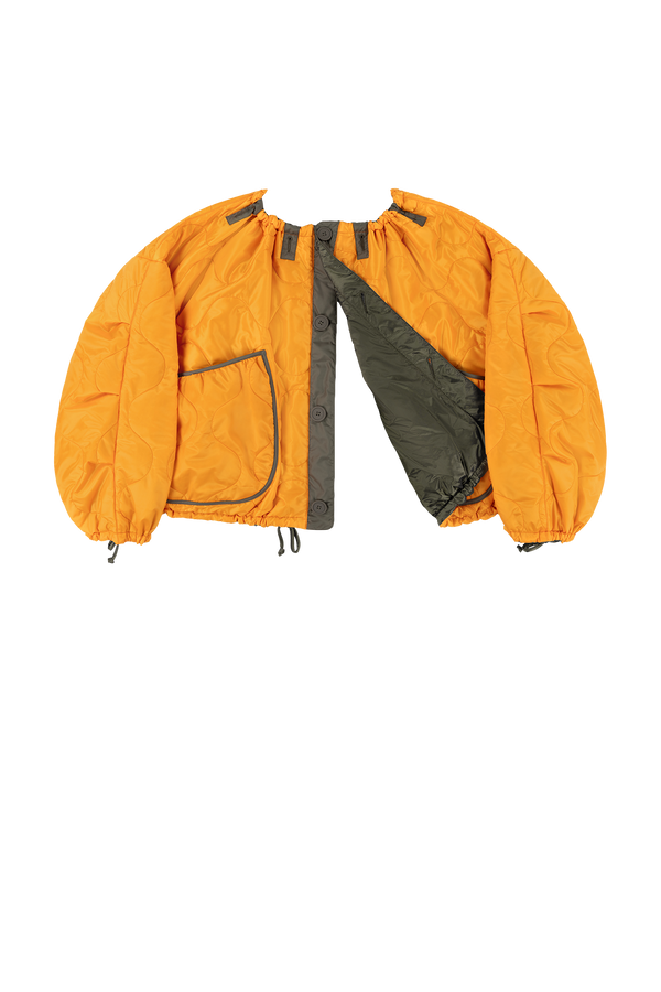 Parachute Quilted Bomber - Clementine / Dark Olive - Layer 6