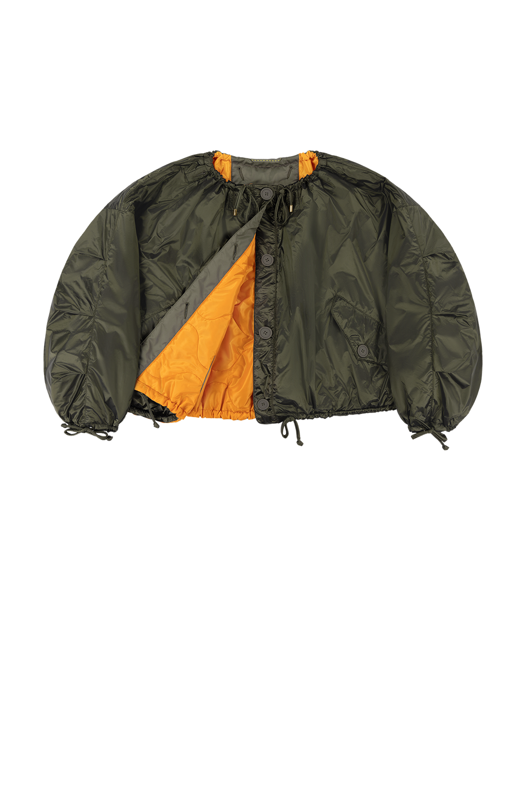 Parachute Quilted Bomber - Clementine / Dark Olive - Layer 1