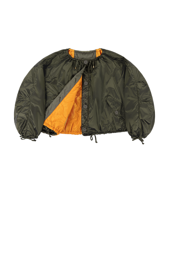 Parachute Quilted Bomber - Clementine / Dark Olive - Layer 1