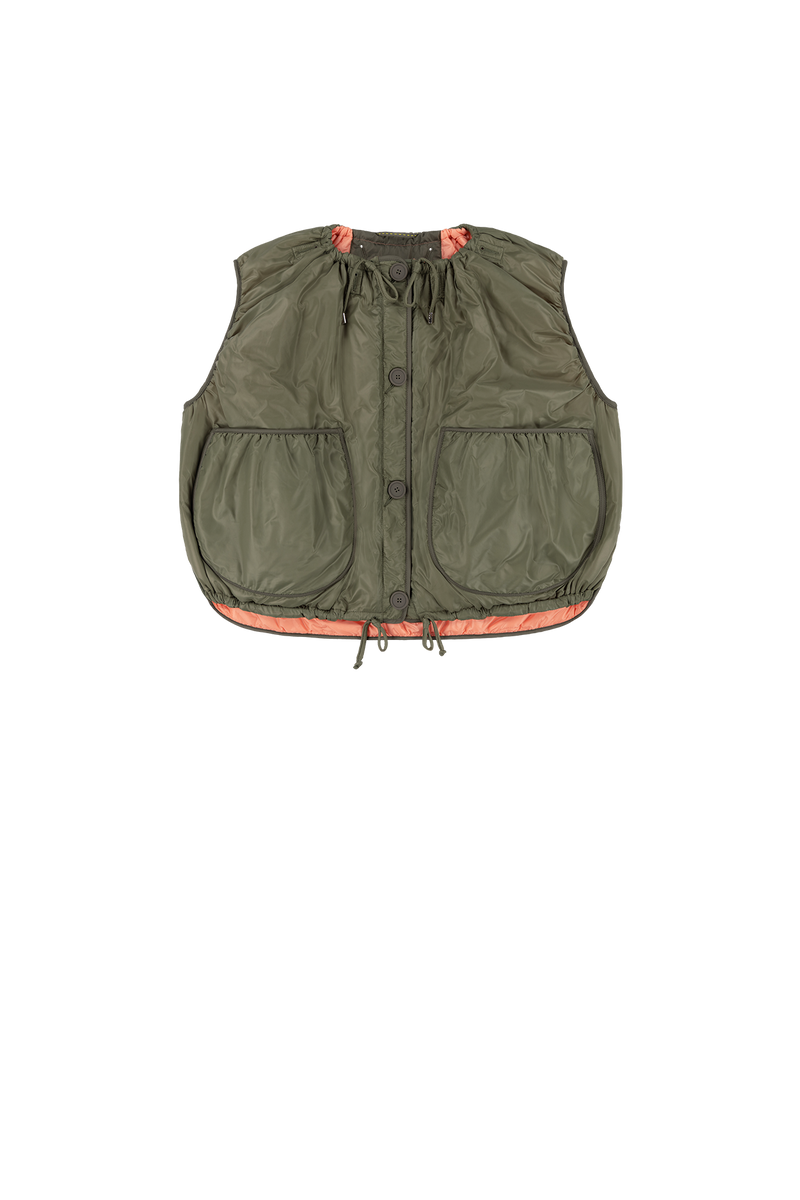 Parachute Quilted Vest - Bright Rose / Pale Olive - Layer 2