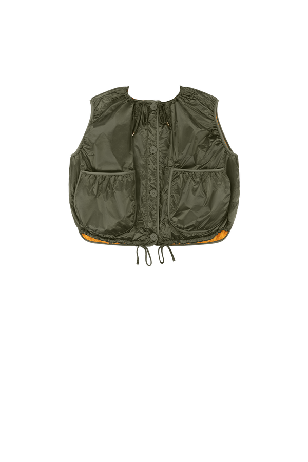 Parachute Quilted Vest - Clementine / Dark Olive - Layer 5