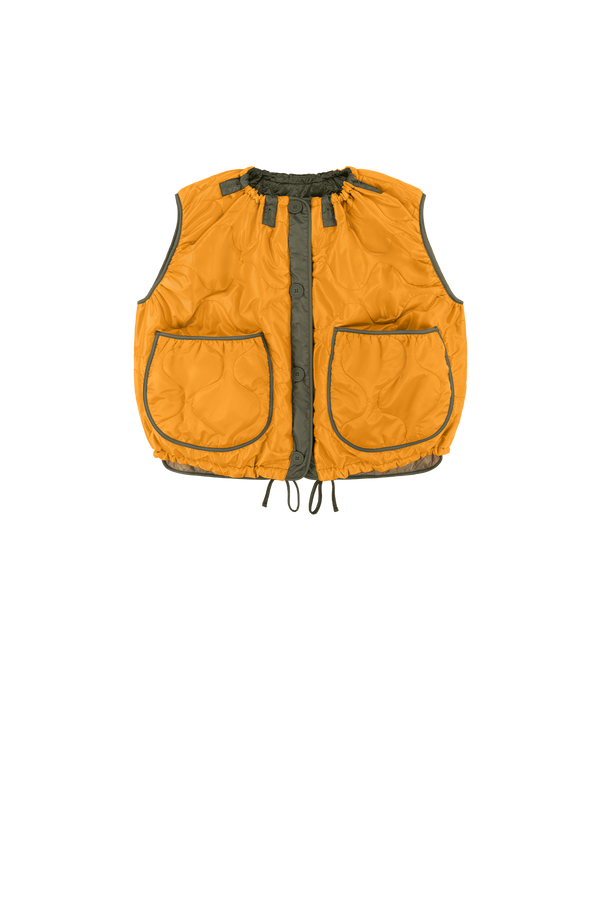 Parachute Quilted Vest - Clementine / Dark Olive - Layer 2