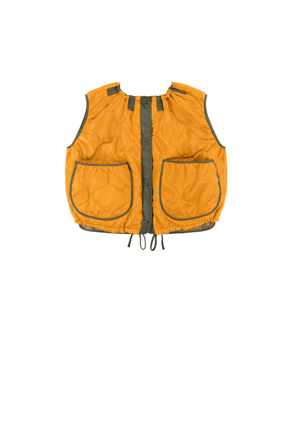 Parachute Quilted Vest - Clementine / Dark Olive - Layer 5