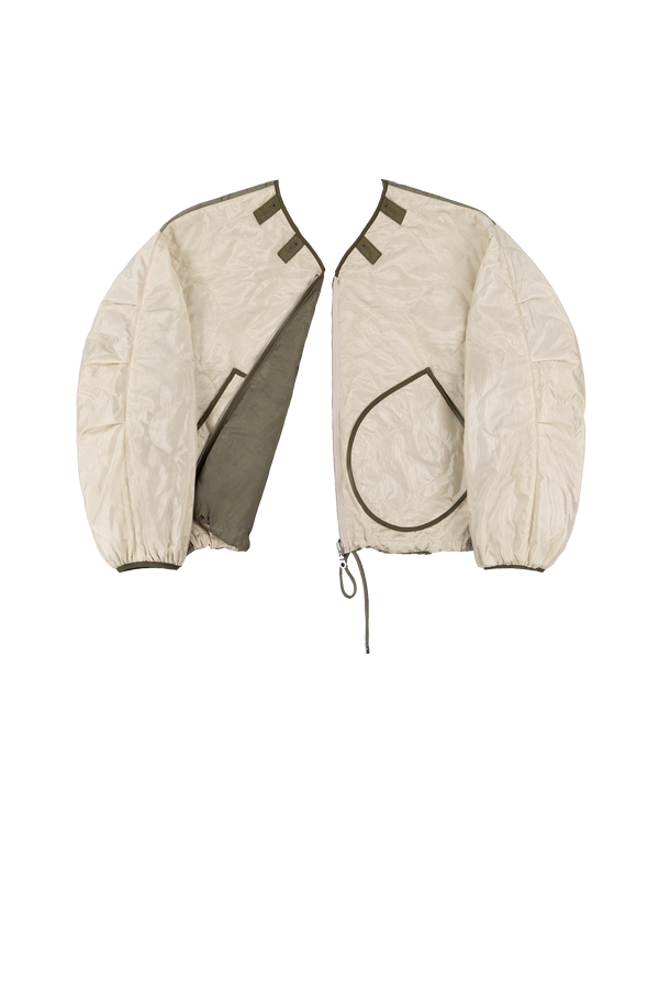 Parachute Silk Nylon Bomber - Pale Olive / Oyster - Layer 6