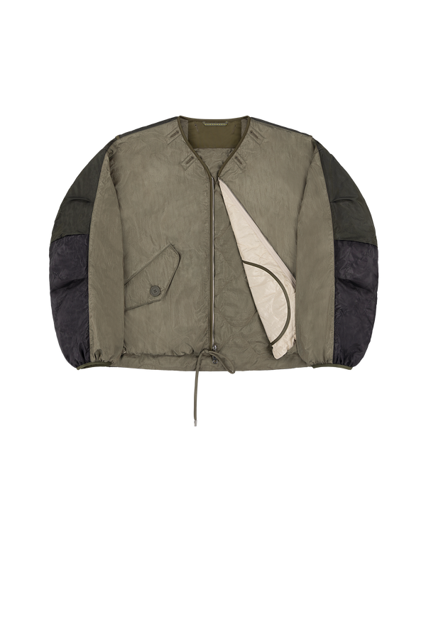 Parachute Silk Nylon Bomber - Pale Olive / Oyster - Layer 1