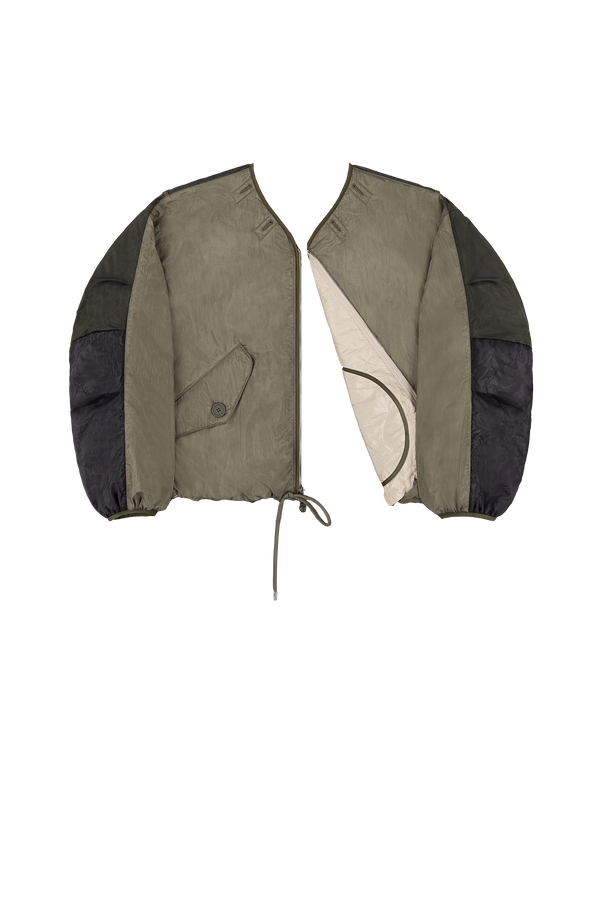 Parachute Silk Nylon Bomber - Pale Olive / Oyster - Layer 6