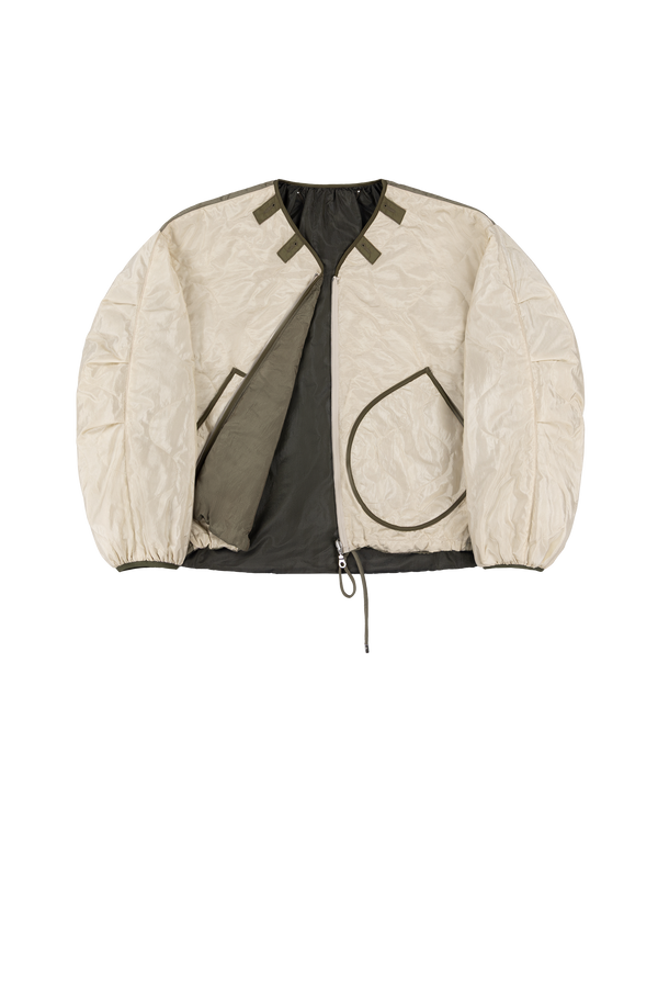 Parachute Silk Nylon Bomber - Pale Olive / Oyster - Layer 1