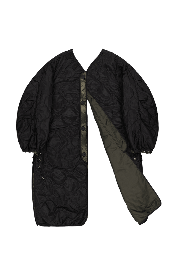 Parachute Silk Nylon Lattice Parka - Olive / Black - Layer 6