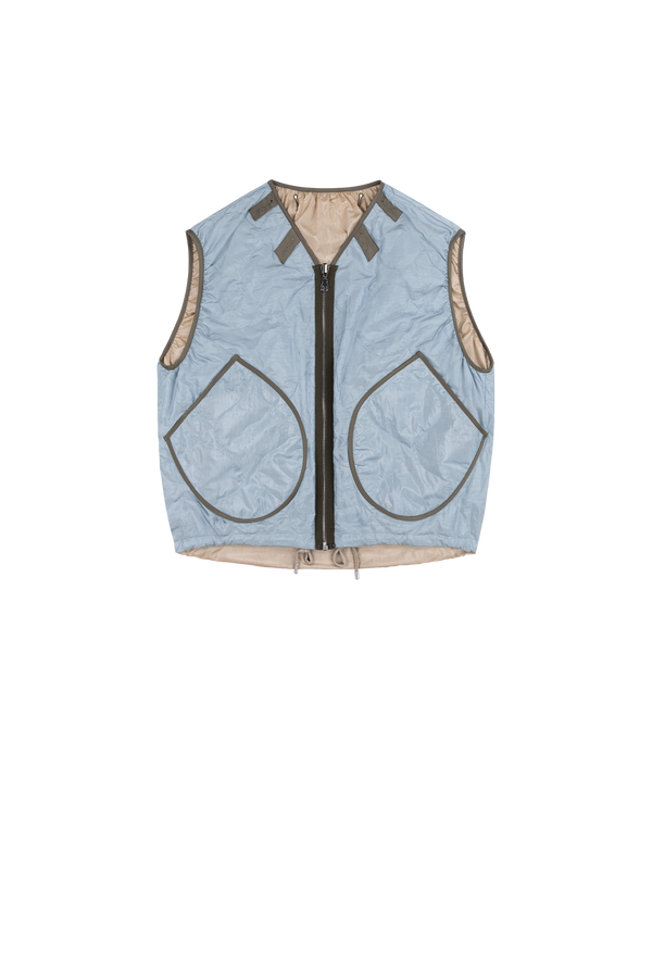 Parachute Silk Nylon Vest - Dove Grey / Sky Blue - Layer 2