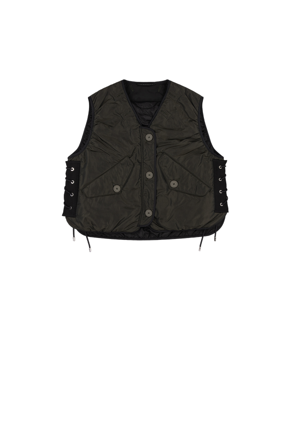 Parachute Silk Nylon Lattice Vest - Olive / Black - Layer 2
