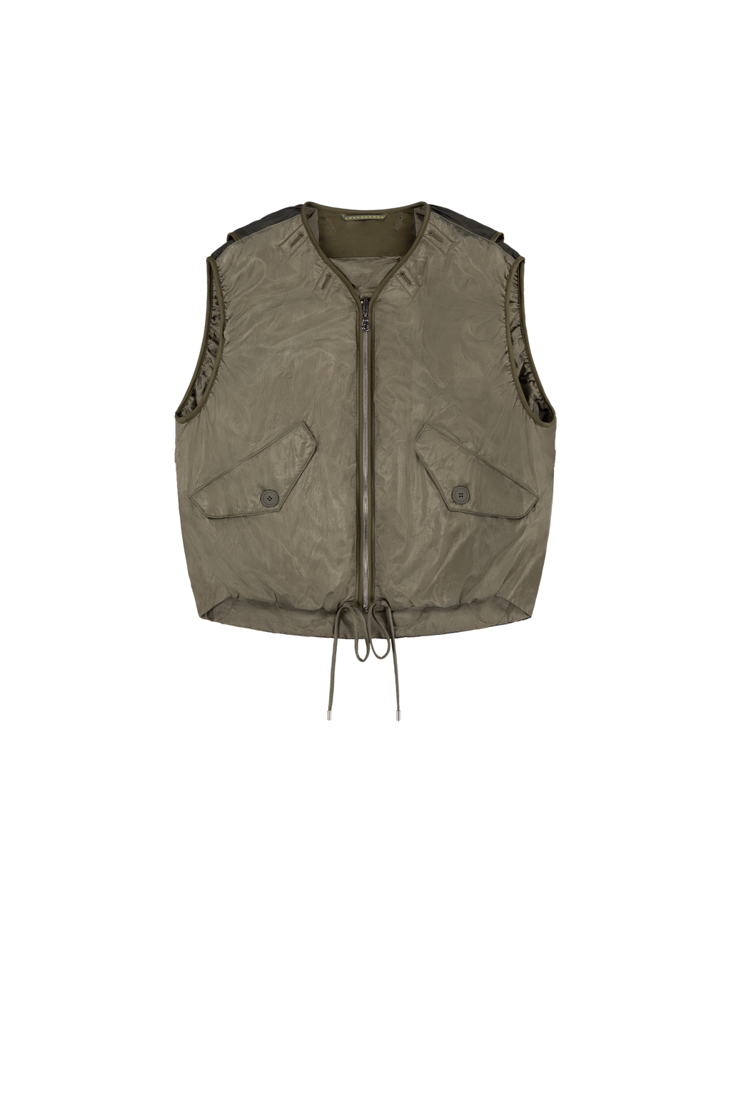 Parachute Silk Nylon Vest - Pale Olive / Oyster - Layer 2