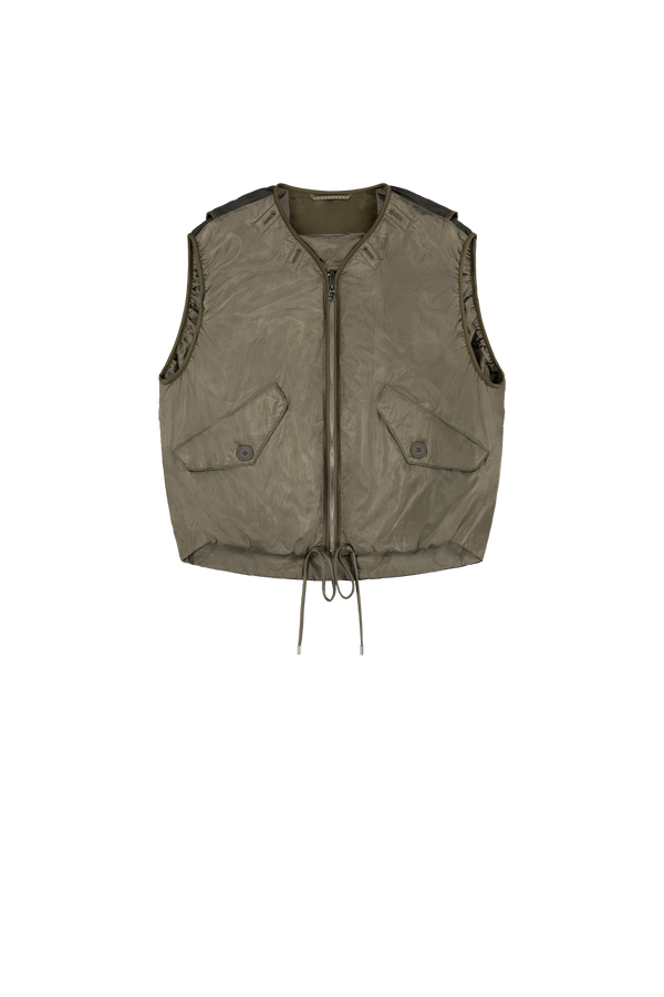 Parachute Silk Nylon Vest - Pale Olive / Oyster - Layer 2