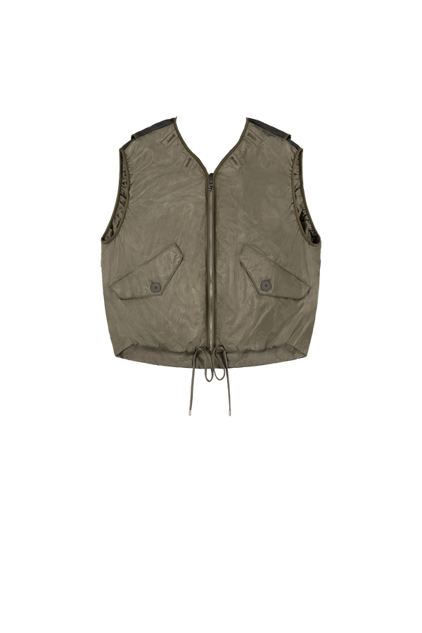 Parachute Silk Nylon Vest - Pale Olive / Oyster - Layer 5