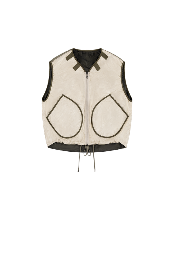 Parachute Silk Nylon Vest - Pale Olive / Oyster - Layer 2