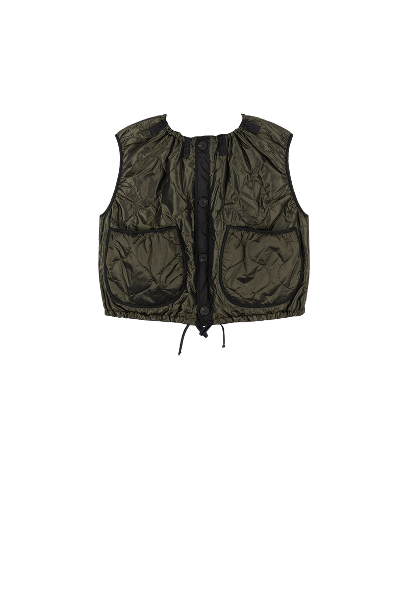 Parachute Quilted Vest - Dark Olive / Midnight - Layer 5