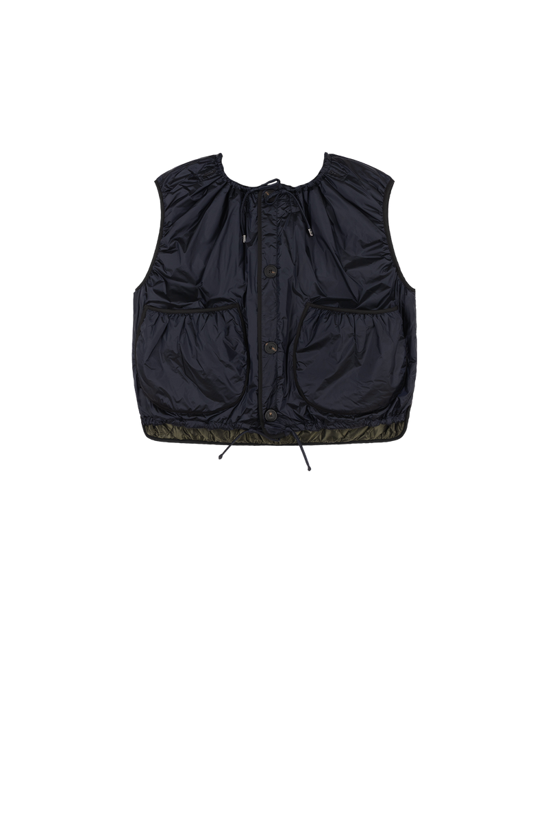 Parachute Quilted Vest - Dark Olive / Midnight - Layer 5