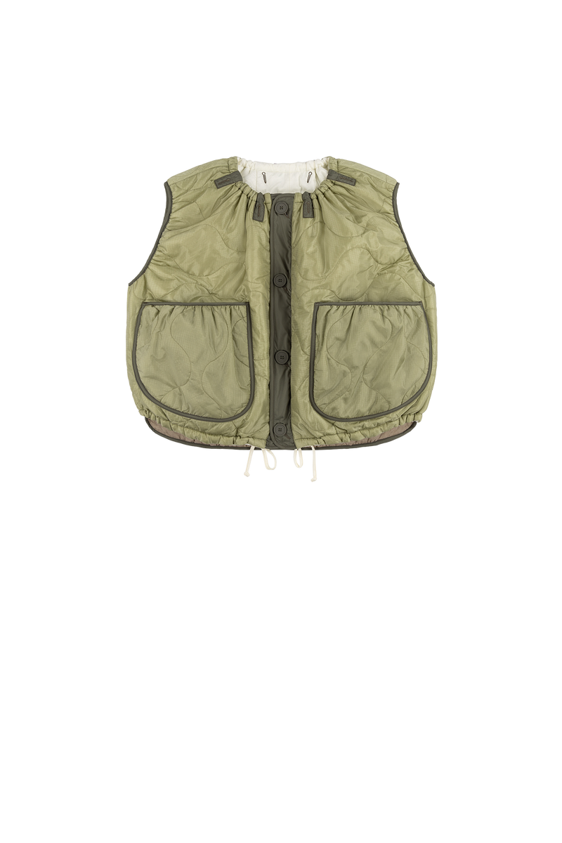Parachute Quilted Vest - Pale Sage / White - Layer 2