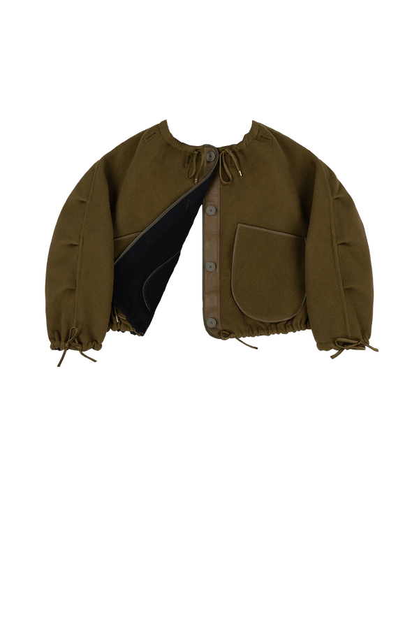 Parachute Wool Cashmere Bomber - Olive / Navy - Layer 6