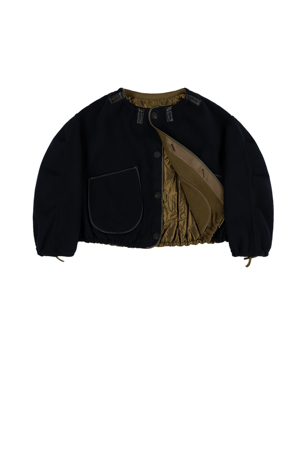 Parachute Wool Cashmere Bomber - Olive / Navy - Layer 1
