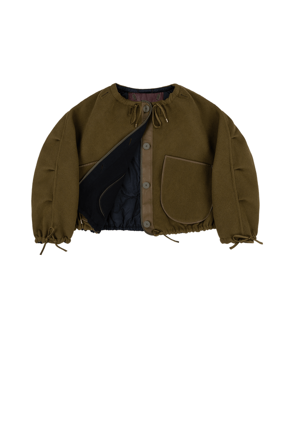 Parachute Wool Cashmere Bomber - Olive / Navy - Layer 1