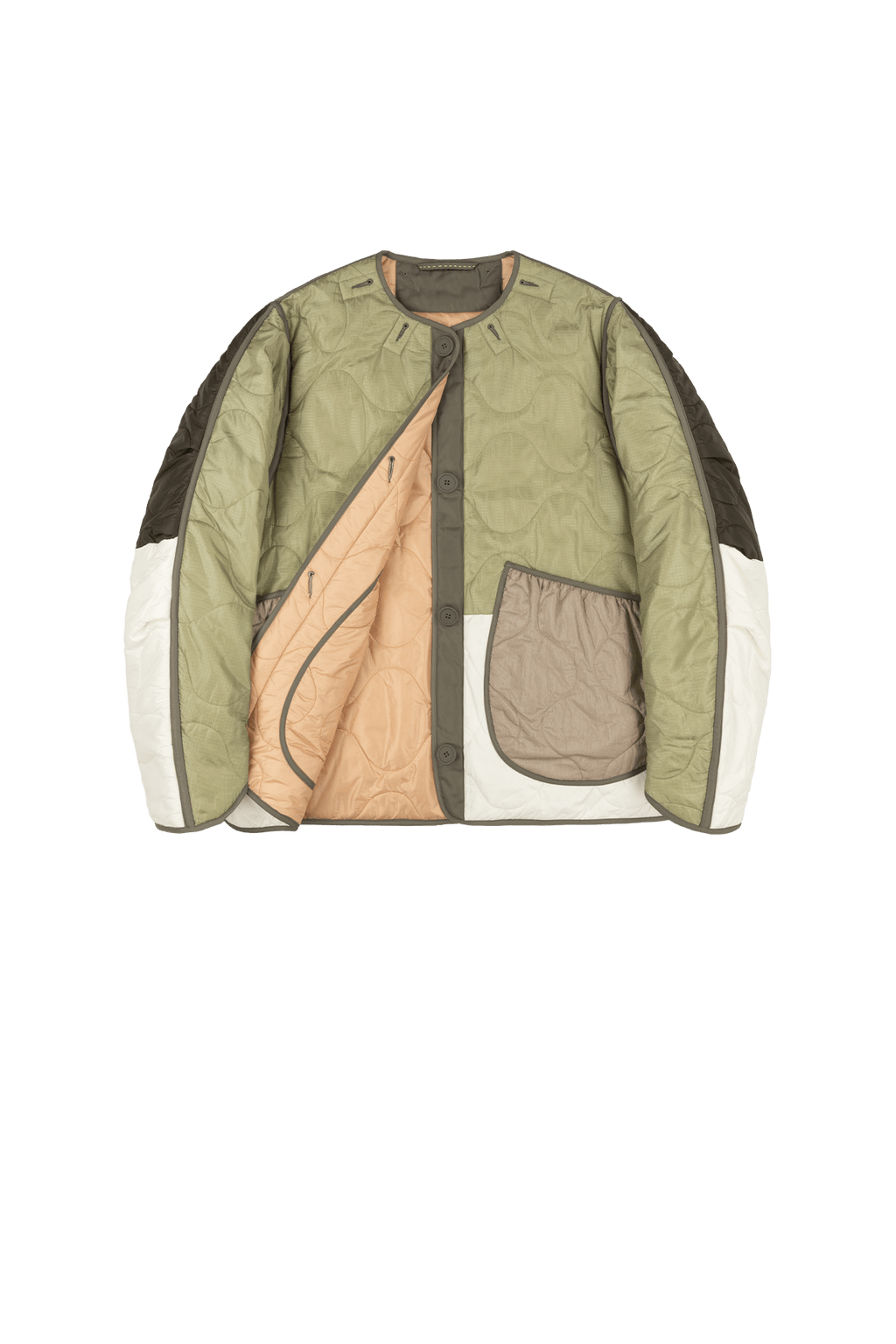 Signature Patchwork Cropped Quilt - Pale Sage / Soft Peach - Layer 1