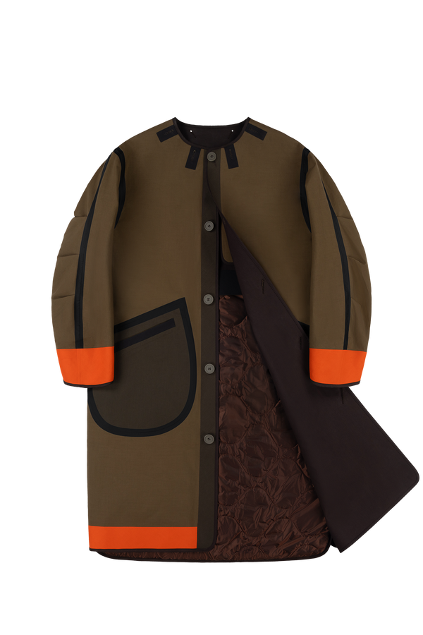 Weatherproof Bonded Raincoat - Moss / Mahogany - Layer 1