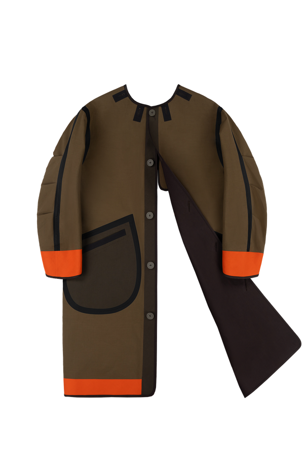 Weatherproof Bonded Raincoat - Moss / Mahogany - Layer 6