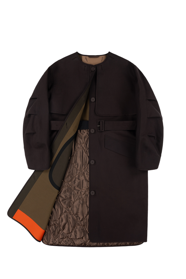 Weatherproof Bonded Raincoat - Moss / Mahogany - Layer 1