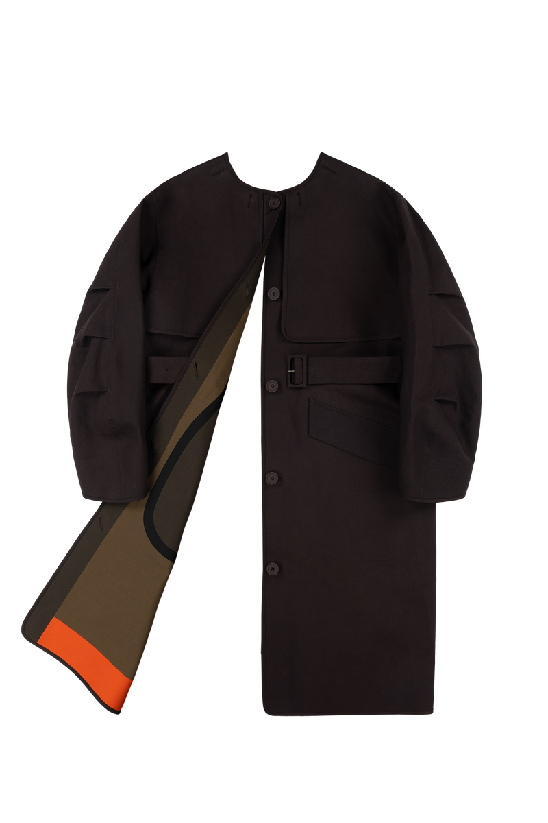 Weatherproof Bonded Raincoat - Moss / Mahogany - Layer 6