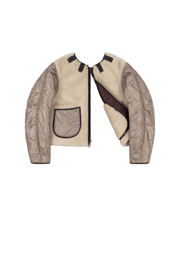 Aviator Shearling Jacket - Oxblood / Pebble - Layer 6